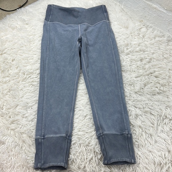 Lululemon Wunder Under Crop 23" *Ribbed Washed Moon Blue - Picture 1 of 7